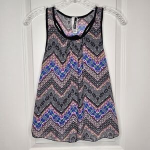 Girls Aztec Sleeveless Chiffon-Like Bohemian Flowy Blouse Size Medium 10-12